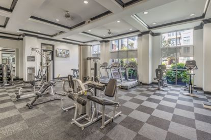 Fitness center with weight training equipment