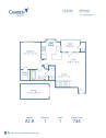 Blueprint of A2B Floor Plan, 1 Bedroom and 1 Bathroom at Camden Legacy Park Apartments in Plano, TX