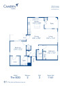 Blueprint of The B3G Floor Plan, 2 Bedrooms and 2 Bathrooms at Camden Foothills Apartments in Scottsdale, AZ