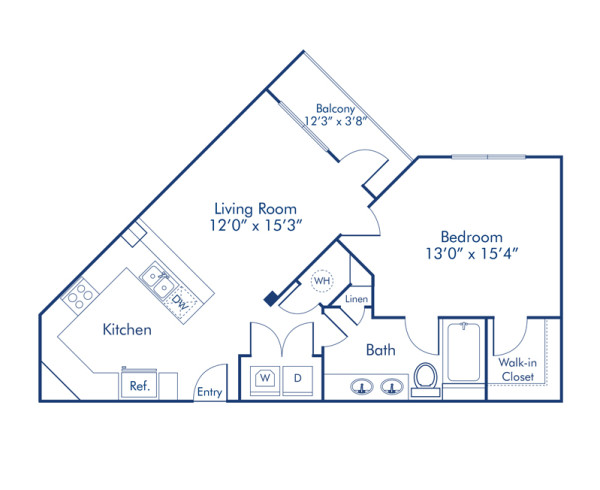 Camden North Quarter Apartments Downtown Orlando one bedroom floor plan Greenwood