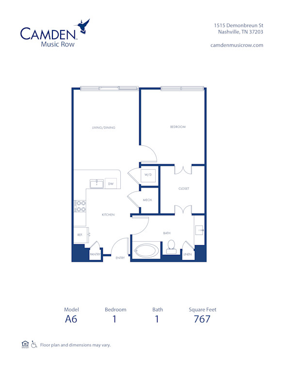 camden-music row-apartments-nashville-tn-one-bedroom-floor plan-A6