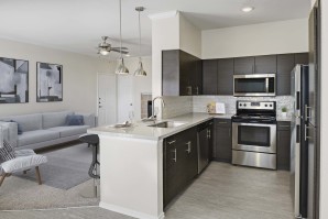 Kitchen with stainless steel appliances