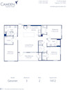 Blueprint of the Gessner floor plan at Camden Cypress Creek II apartments in Houston, TX