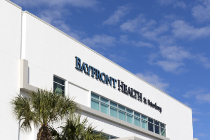 Bayfront Health in St. Petersburg, FL near Camden Pier District and Camden Central apartments