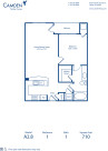 Blueprint of A2.8 Floor Plan, 1 Bedroom and 1 Bathroom at Camden Fairfax Corner Apartments in Fairfax, VA