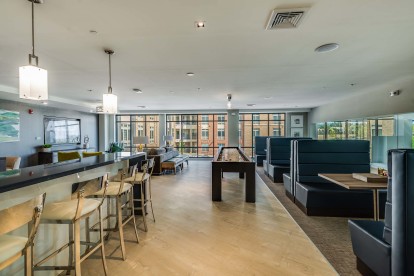 Resident lounge with shuffleboard