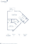 Blueprint of Crystal Floor Plan, 1 Bedroom and 1 Bathroom at Camden Lee Vista Apartments in Orlando, FL