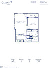 Blueprint of A2 Floor Plan, 1 Bedroom and 1 Bathroom at Camden Dilworth Apartments in Charlotte, NC