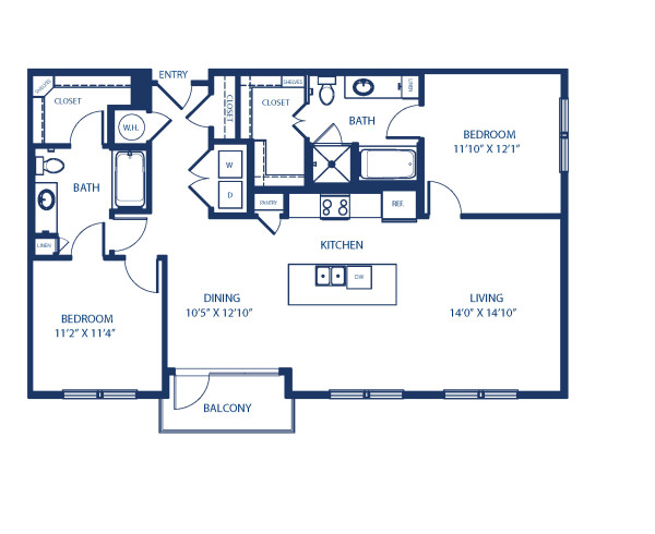 Blueprint of B8.1 Floor Plan, 2 Bedrooms and 2 Bathrooms at Camden Victory Park Apartments in Dallas, TX