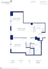 Blueprint of 1.1F Floor Plan, 1 Bedroom and 1 Bathroom at Camden Grand Parc Apartments in Washington, DC