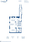Blueprint of 1.1S Floor Plan, 1 Bedroom and 1 Bathroom at Camden Grand Parc Apartments in Washington, DC