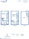 Blueprint of D Floor Plan, 1 Bedroom and 1.5 Bathrooms at Camden Holly Springs Apartments in Houston, TX