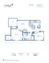 Blueprint of 1.1D Floor Plan, 1 Bedroom and 1 Bathroom at Camden Lake Pine Apartments in Apex, NC