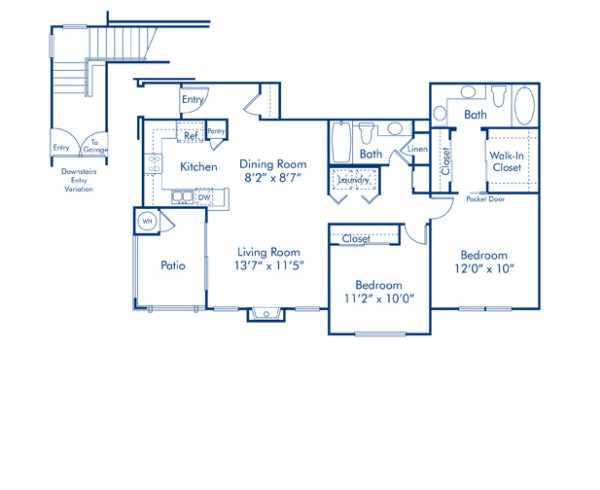 Blueprint of 7 Floor Plan, 2 Bedrooms and 2 Bathrooms at Camden Denver West Apartments in Golden, CO