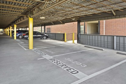 Reserved parking space in the parking garage with direct access to breezeways at Camden Farmers Market in Dallas, Tx
