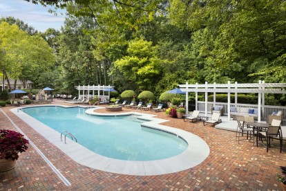 Resort style outdoor pool at Camden Lake Pine in Apex, NC