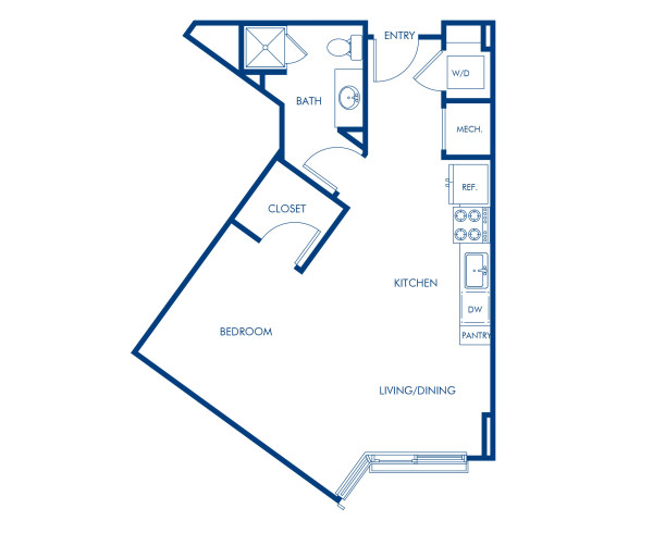 Blueprint at Camden Music Row apartments in Nashville, TN of the S2 studio floor plan