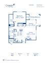 Blueprint of A3 Floor Plan, 1 Bedroom and 1 Bathroom at Camden Asbury Village Apartments in Raleigh, NC