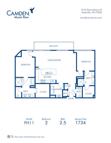 Blueprint of P11 Floor Plan, 3 Bedrooms and 3 Bathrooms at Camden Music Row Apartments in Nashville, TN