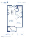 Blueprint of Belleview Floor Plan, 1 Bedroom and 1 Bathroom at Camden Lincoln Station Apartments in Lone Tree, CO