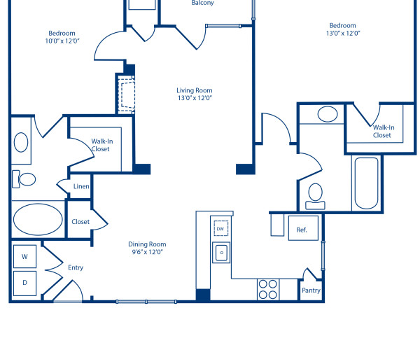 Blueprint of B3.9 Floor Plan, 2 Bedrooms and 2 Bathrooms at Camden Fairfax Corner Apartments in Fairfax, VA