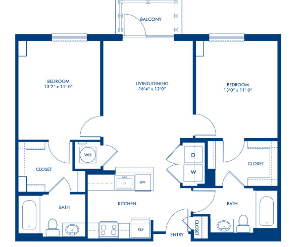 Blueprint of B04 Floor Plan, 2 Bedrooms and 2 Bathrooms at Camden South Capitol Apartments in Washington, DC