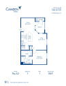 Blueprint of The A2 Floor Plan, 1 Bedroom and 1 Bathroom at Camden Tempe Apartments in Tempe, AZ
