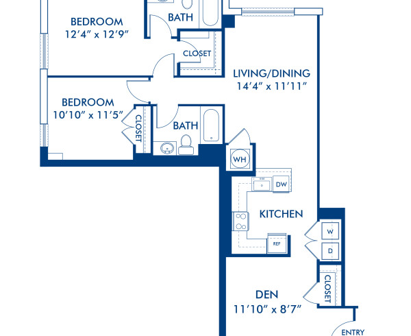   Blueprint of B09D Floor Plan, 2 Bedrooms and 2 Bathrooms at Camden South Capitol Apartments in Washington, DC