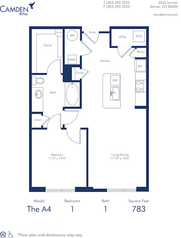 Blueprint of the A4 at Camden RiNo apartments in Denver, Colorado