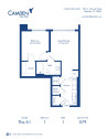 Camden Lake Eola apartments in Downtown Orlando, FL, one bedroom, one bathroom floor plan A1