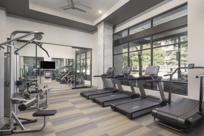 24-hour fitness center and additional workout room with spin bikes, stairclimber and on-demand fitness classes at Camden Victory Park