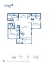 Blueprint of 2.2B Floor Plan, 2 Bedrooms and 2 Bathrooms at Camden Touchstone Apartments in Charlotte, NC