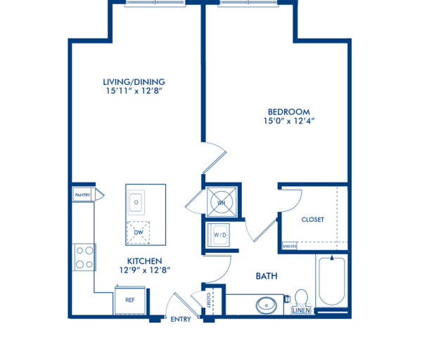 Blueprint of A5.4 Floor Plan, 1 Bedroom and 1 Bathroom at Camden Gallery Apartments in Charlotte, NC