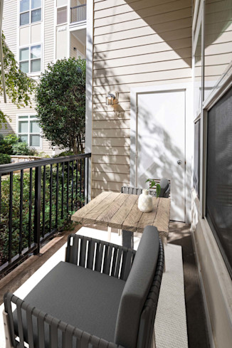 Private patio at Camden Dulles Station apartments in Herndon, VA