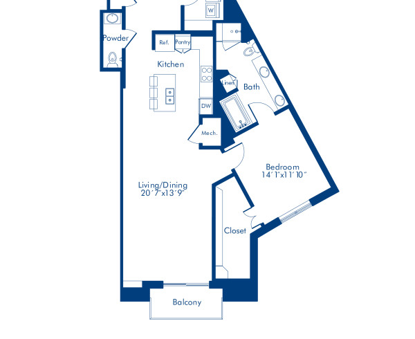 Camden Highland Village apartments in Houston, TX Gallery one bedroom floor plan B4