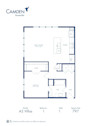 Camden Greenville Apartments in Dallas, TX, A2 Villas 1 bedroom 1 bathroom floor plan, 797 square feet