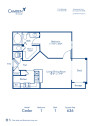 Blueprint of Cedar Floor Plan, 1 Bedroom and 1 Bathroom at Camden Dunwoody Apartments in Dunwoody, GA