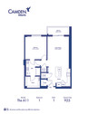 The A11 floor plan, 1 bed, 1 bath apartment home at Camden Atlantic in Plantation, FL