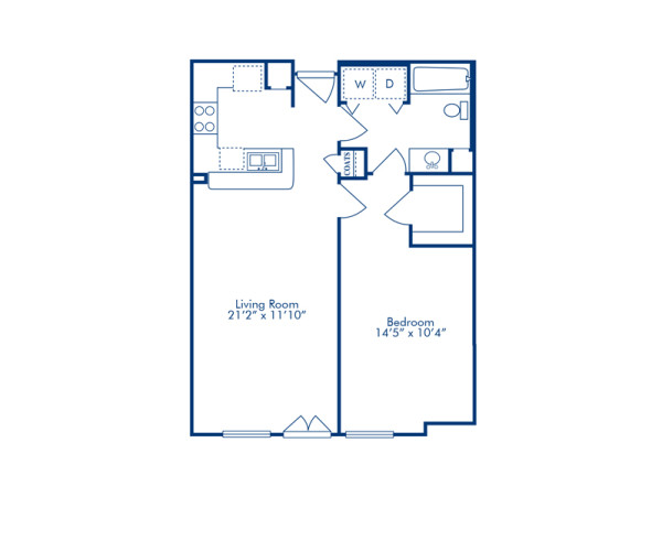 Blueprint of C Floor Plan, 1 Bedroom and 1 Bathroom at Camden Greenway Apartments in Houston, TX
