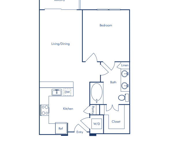 Camden Rainey Street Apartments in Austin, TX floor plan A1 studio