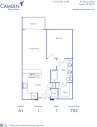 Camden Rainey Street Apartments in Austin, TX floor plan A1 studio