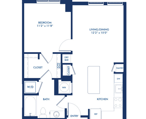 Blueprint of A2.2 Floor Plan, 1 Bedroom and 1 Bathroom at Camden NoMa II Apartments in Washington, DC