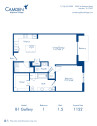 Camden Highland Village apartments in Houston, TX Gallery one bedroom floor plan B1