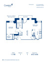 Blueprint of 1.1AB Floor Plan, 1 Bedroom and 1 Bathroom at Camden Roosevelt Apartments in Washington, DC