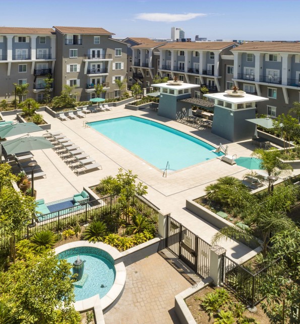 Pool fountain view