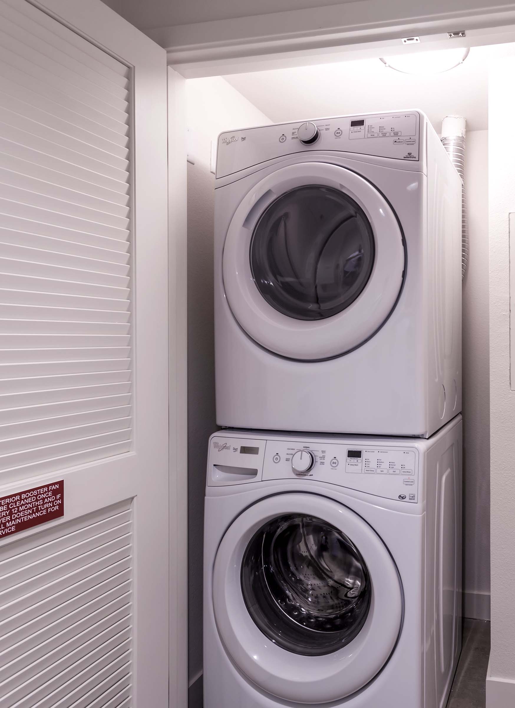 Full size stackable washer and dryer