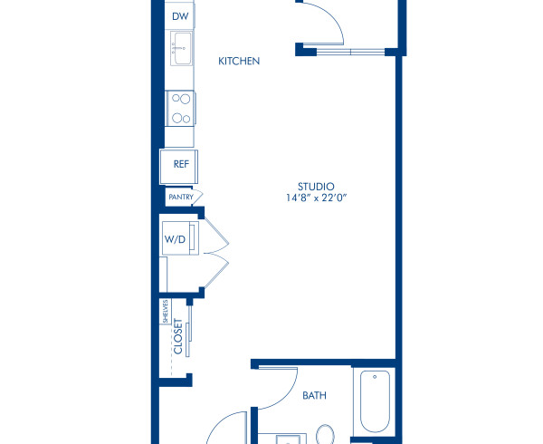 Blueprint of S1 Floor Plan, Studio with 1 Bathroom at Camden Glendale Apartments in Glendale, CA