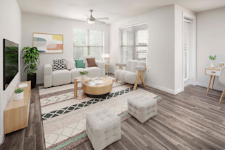 Spacious living room at Camden Washingtonian apartments in Gaithersburg, MD
