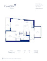 The A14 floor plan, 1 bed, 1 bath apartment home at Camden Atlantic in Plantation, FL