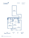 Blueprint of Paso Fino G Floor Plan, 1 Bedroom and 1 Bathroom at Camden Downs at Cinco Ranch Apartments in Katy, TX